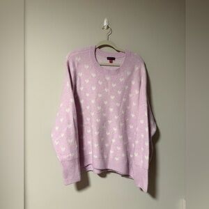 Vince Camuto Light Pink Heart Pattern Sweater XL
